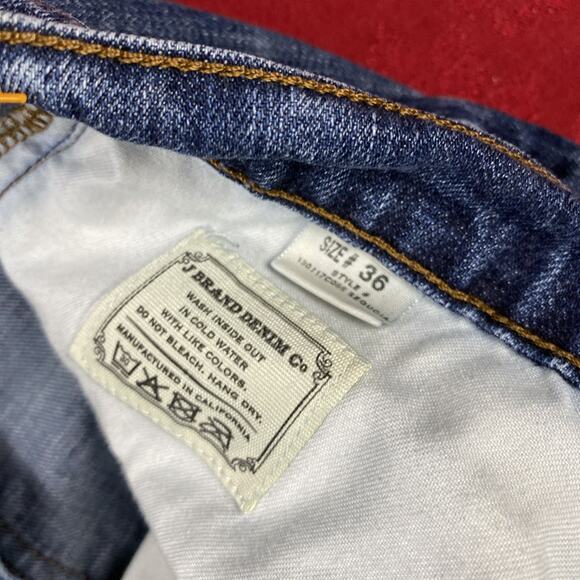 J Brand WALKER Relaxed Straight Leg Jeans 36 34x30” Button Fly Dark Made In USA - Picture 4 of 13